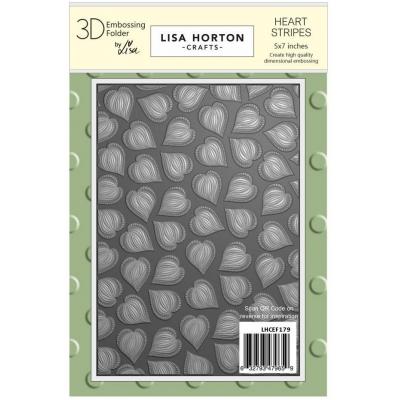 Lisa Horton Crafts 3D Embossing Folder - Heart Stripes